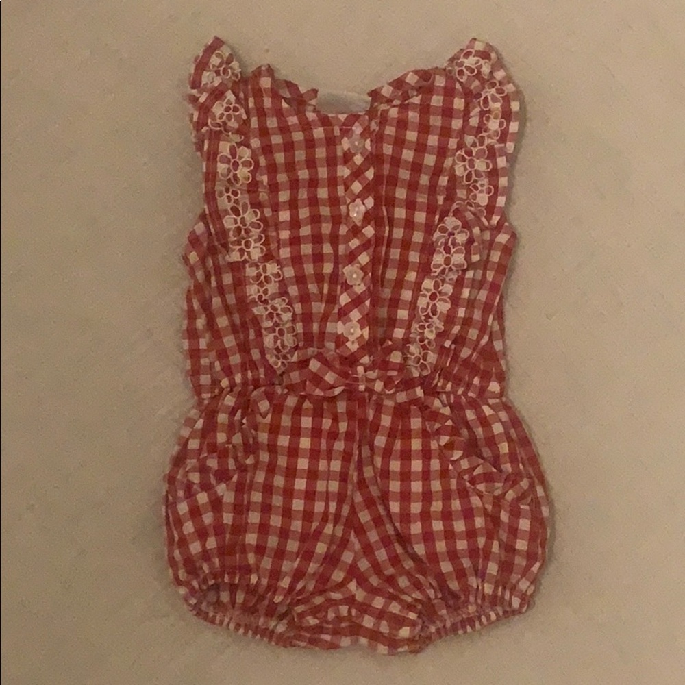 Red and White Checked Romper 6ms